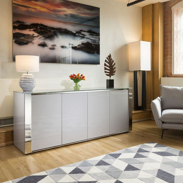 Quatropi Modern Large 4 Door Sideboard Cabinet Storage Fully Assembled Grey 200cm