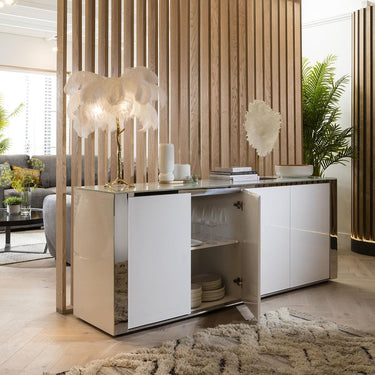 Quatropi Modern Large 4 Door Sideboard Cabinet Storage Fully Assembled White 200cm