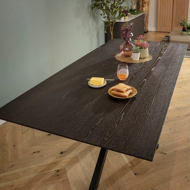 Quatropi Modern Large 8 Seater Wooden Kitchen Dining Room Table Dark Oak 210x100cm