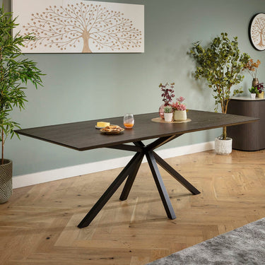 Quatropi Modern Large 8 Seater Wooden Kitchen Dining Room Table Dark Oak 210x100cm