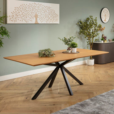 Quatropi Modern Large 8 Seater Wooden Kitchen Dining Room Table Light Oak 210x100cm