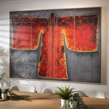 Quatropi Modern Large Framed Wall Artwork Red & Grey 200x150cm