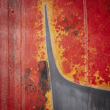 Quatropi Modern Large Framed Wall Artwork Red & Grey 200x150cm