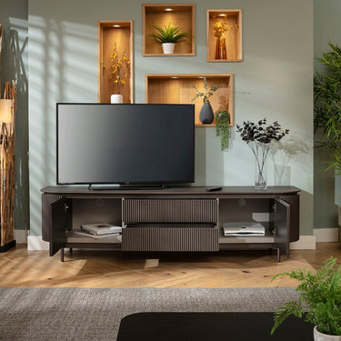 Quatropi Modern Large TV Stand Cabinet Television Media Unit Space Grey 210cm