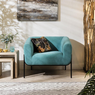 Quatropi Modern Living Room Armchair Accent Occasional Chair Teal Velvet Fabric