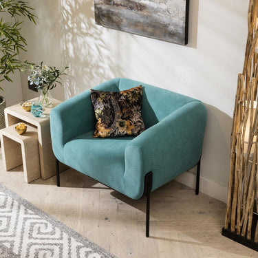 Quatropi Modern Living Room Armchair Accent Occasional Chair Teal Velvet Fabric