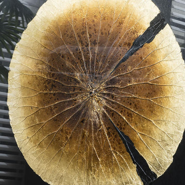 Quatropi Modern Lotus Framed Wall Artwork Gold & Black 114x114cm