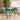 Quatropi Modern Natural Round Solid Wooden Dining Set For 4 Teal Velvet 120cm