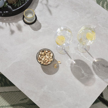 Quatropi Modern Outdoor Coffee Table Beige - Large Premium Ceramic Marble Top