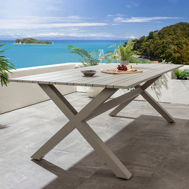Quatropi Modern Outdoor Garden Dining Table 8 Seater Grey Aluminium 220cm