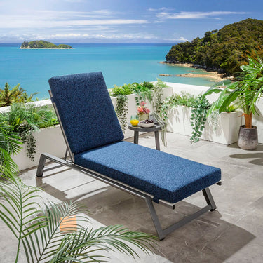 Quatropi Modern Outdoor Garden Lounger Cushioned Sun Lounger Blue Aluminium