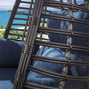 Quatropi Modern Outdoor Hanging Egg Chair Garden Swing Chair Blue Black