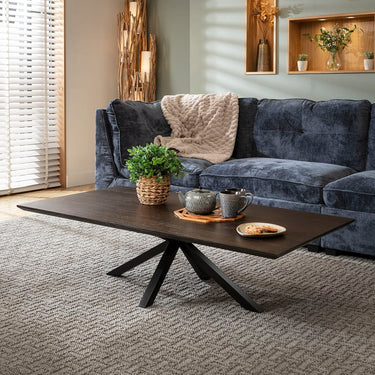 Quatropi Modern Rectangular Wooden Coffee Table Dark Oak Wood Veneer 140x75cm