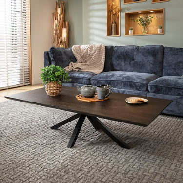 Quatropi Modern Rectangular Wooden Coffee Table Dark Oak Wood Veneer 140x75cm