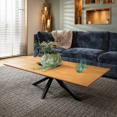 Quatropi Modern Rectangular Wooden Coffee Table Light Oak Wood Veneer 140x75cm