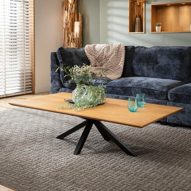 Quatropi Modern Rectangular Wooden Coffee Table Light Oak Wood Veneer 140x75cm