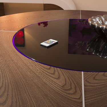 Quatropi Modern Round Dining Table with Lazy Susan Elm 160cm