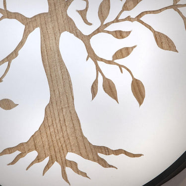 Quatropi Modern Round Wall Artwork White & Natural Wood 60x60cm