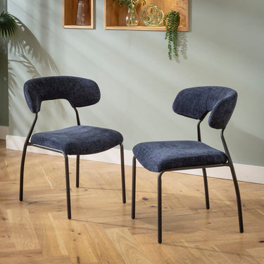 Quatropi Modern Scandi Kitchen Dining Room Chair Blue Fabric