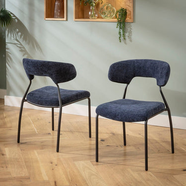 Quatropi Modern Scandi Kitchen Dining Room Chair Blue Fabric