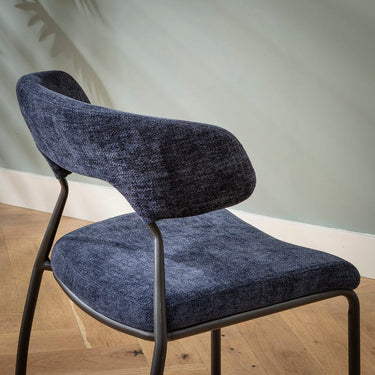 Quatropi Modern Scandi Kitchen Dining Room Chair Blue Fabric