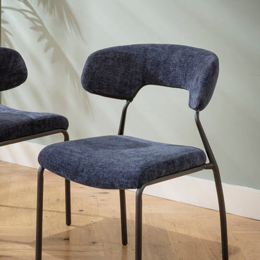 Quatropi Modern Scandi Kitchen Dining Room Chair Blue Fabric
