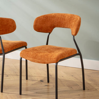 Quatropi Modern Scandi Kitchen Dining Room Chair Burnt Orange Fabric