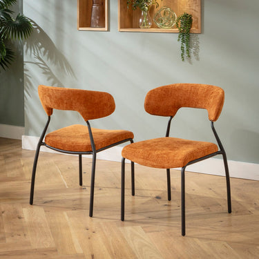 Quatropi Modern Scandi Kitchen Dining Room Chair Burnt Orange Fabric