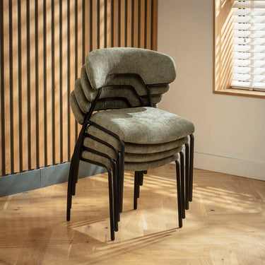 Quatropi Modern Scandi Kitchen Dining Room Chair Green Fabric