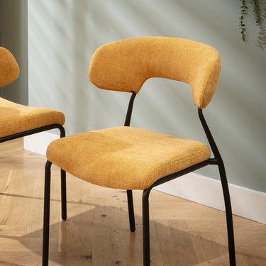 Quatropi Modern Scandi Kitchen Dining Room Chair Yellow Gold Fabric