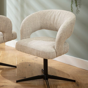 Quatropi Modern Scandi Swivel Kitchen Dining Chair Natural Grey Fabric