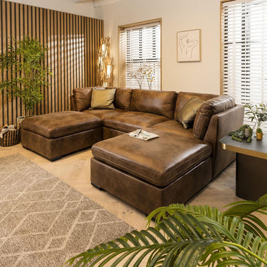 Quatropi Modern Small 3 Seater Modular U Shape Corner Sofa Chaise Brown 4