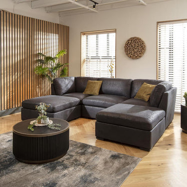 Quatropi Modern Small 3 Seater Modular U Shape Corner Sofa Couch Chaise Black