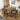 Quatropi Modern Solid Wood 6 Seater Counter Bar Table and Stools Set Parquet