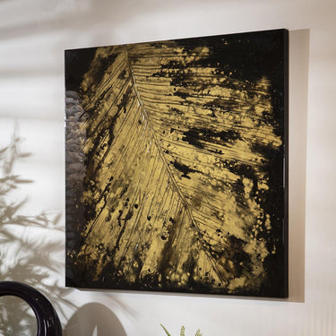 Quatropi Modern Square Abstract Framed Wall Artwork Black & Gold 90x90cm