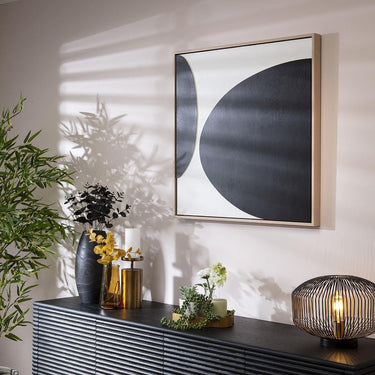 Quatropi Modern Square Abstract Framed Wall Artwork Black & White 80x80cm