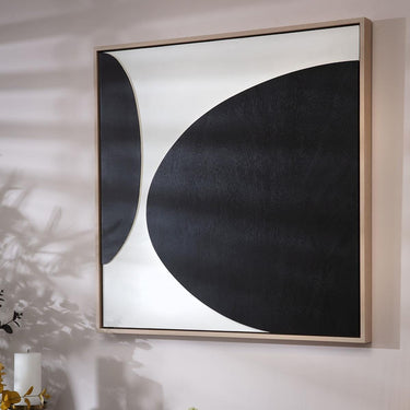 Quatropi Modern Square Abstract Framed Wall Artwork Black & White 80x80cm