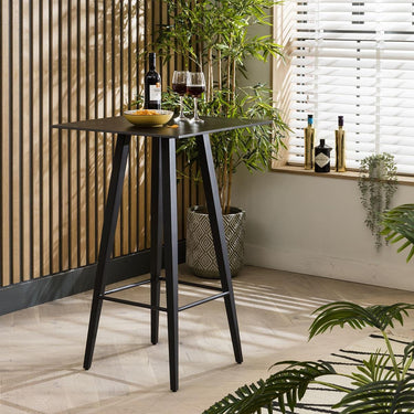Quatropi Modern Square Ceramic Marble Kitchen High Bar Table 4 Seat Black 70x70cm
