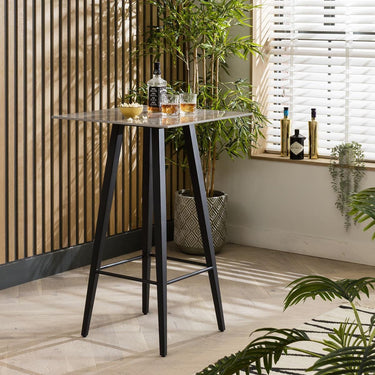 Quatropi Modern Square Ceramic Marble Kitchen High Bar Table 4 Seat Grey 70x70cm