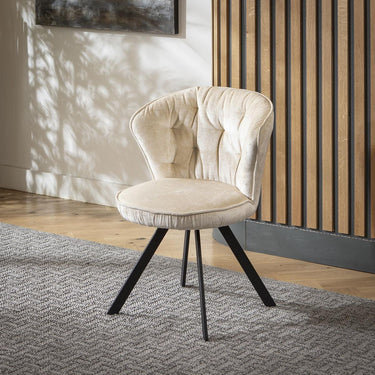 Quatropi Modern Swivel Dining Chair Premium Cream Fabric