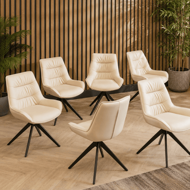 Quatropi Modern Swivel Genuine Leather Kitchen Dining Room Chair Cream