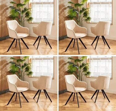 Quatropi Modern Swivel Velvet Kitchen Dining Room Chair with Arms Mink