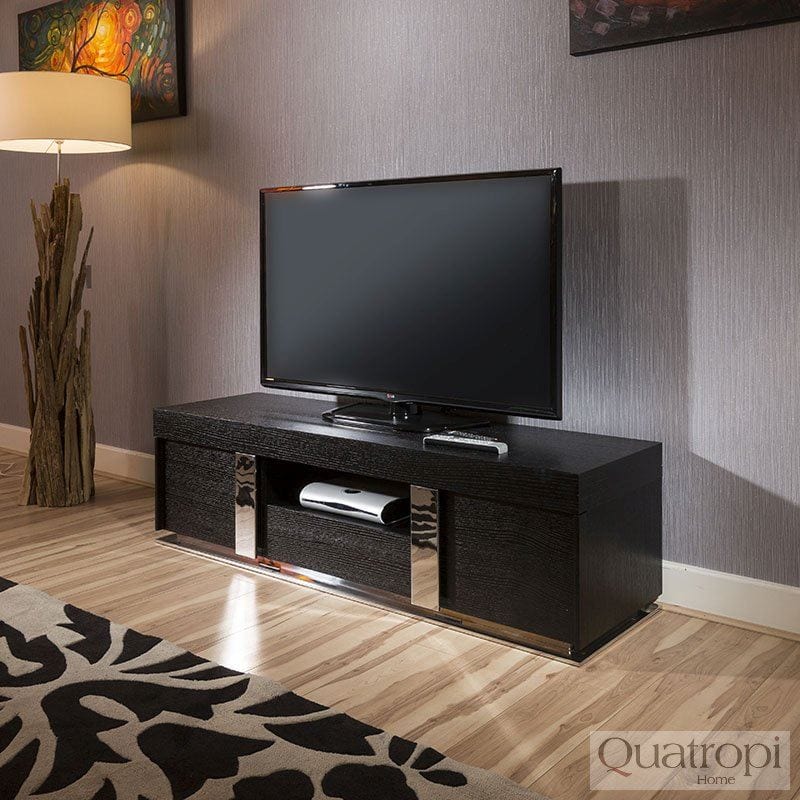 Quatropi Modern TV 1600mm Cabinet / Entertainment Unit / Center Black Oak 912F