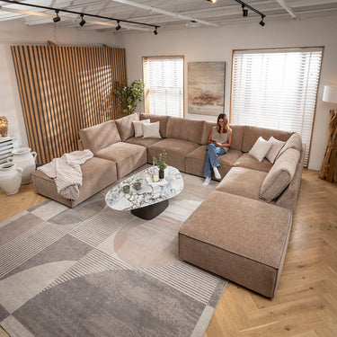 Quatropi Modern U-Shape Sofa 6 Seater Modular Chaise Sofa Beige 374x285cm