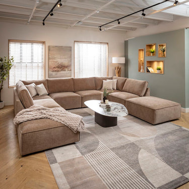 Quatropi Modern U-Shape Sofa 6 Seater Modular Chaise Sofa Beige 374x285cm