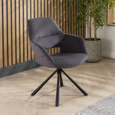Quatropi Modern Unique Kitchen Swivel Velvet Dining Room Chair Grey