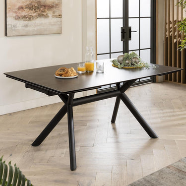 Quatropi Modern Wide 6 Seat Extending Ceramic Dining Set Grey Blue 160-240cm