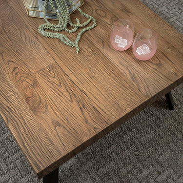 Quatropi Modern Wooden Coffee Table Dark Recliamed Oak 140cm x 70cm