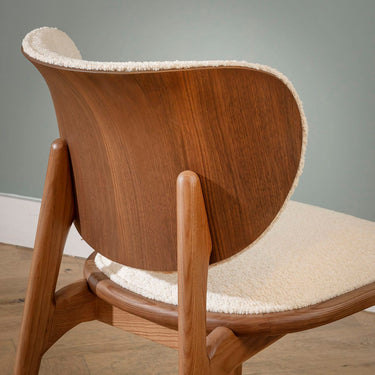 Quatropi Modern Wooden Kitchen Dining Room Chair Walnut White Boucle