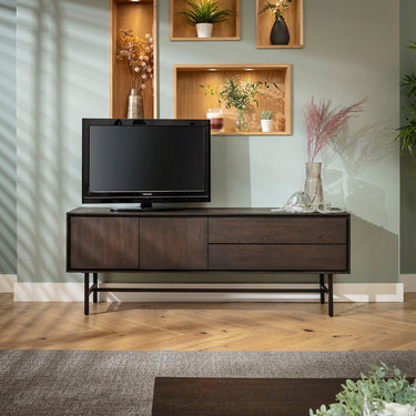 Quatropi Modern Wooden TV Stand Cabinet Freestanding Wall Media Unit Light 165cm